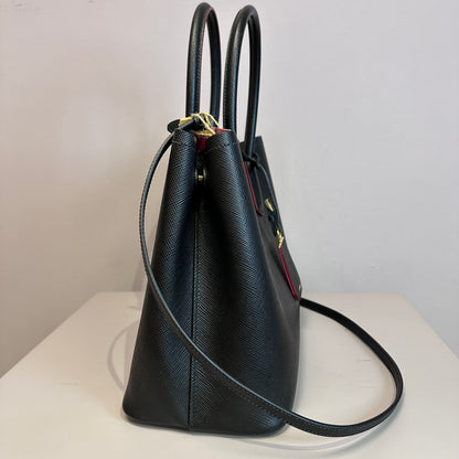 Cuir Black Saffiano leather medium con strap