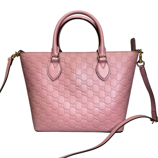 Gucci Guccissima tote pink leather with crossbody strap