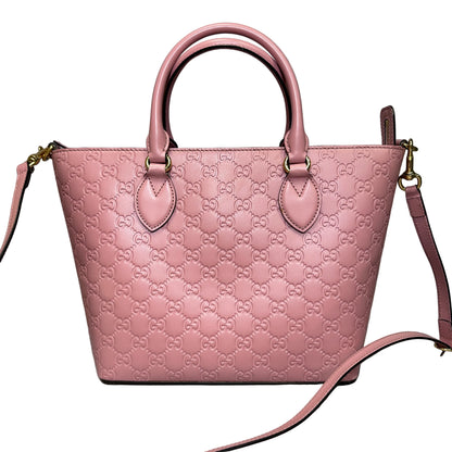 Gucci Guccissima tote pink leather with crossbody strap