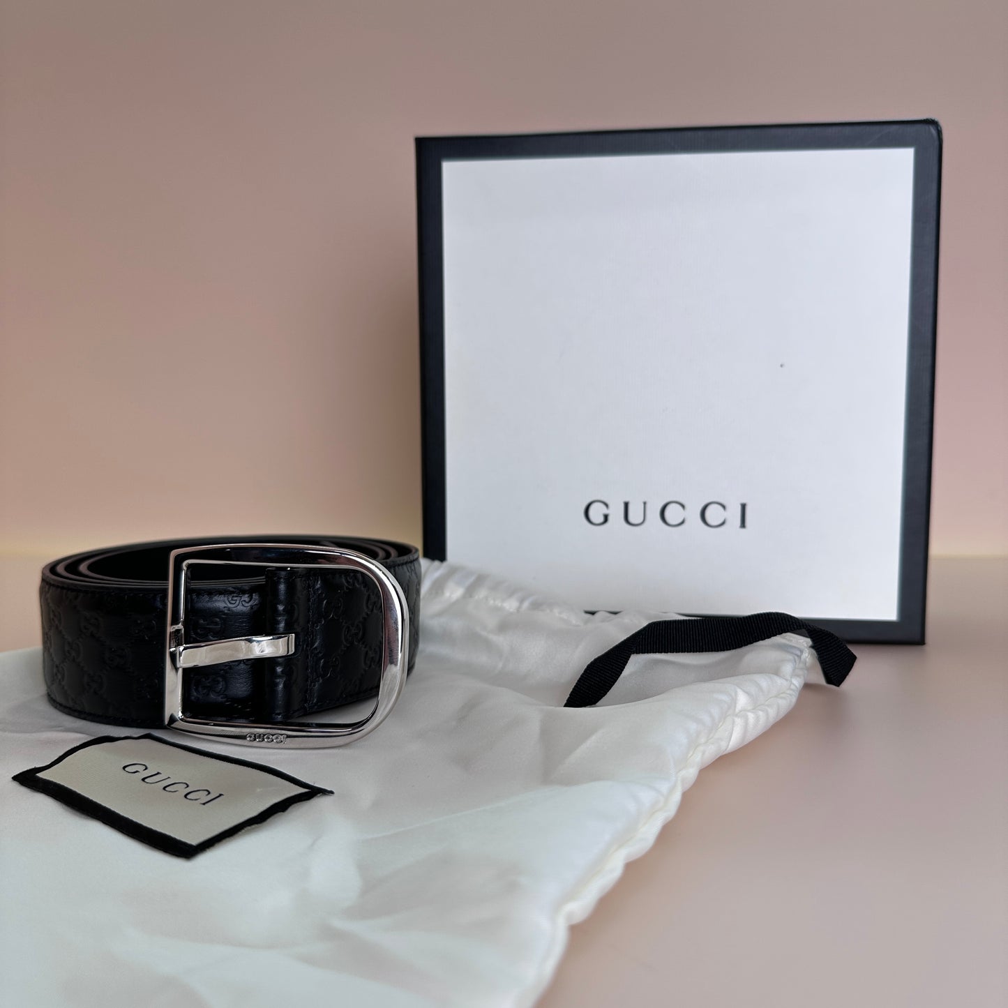 Micro Guccissima Mens Leather Belt 95cm-38