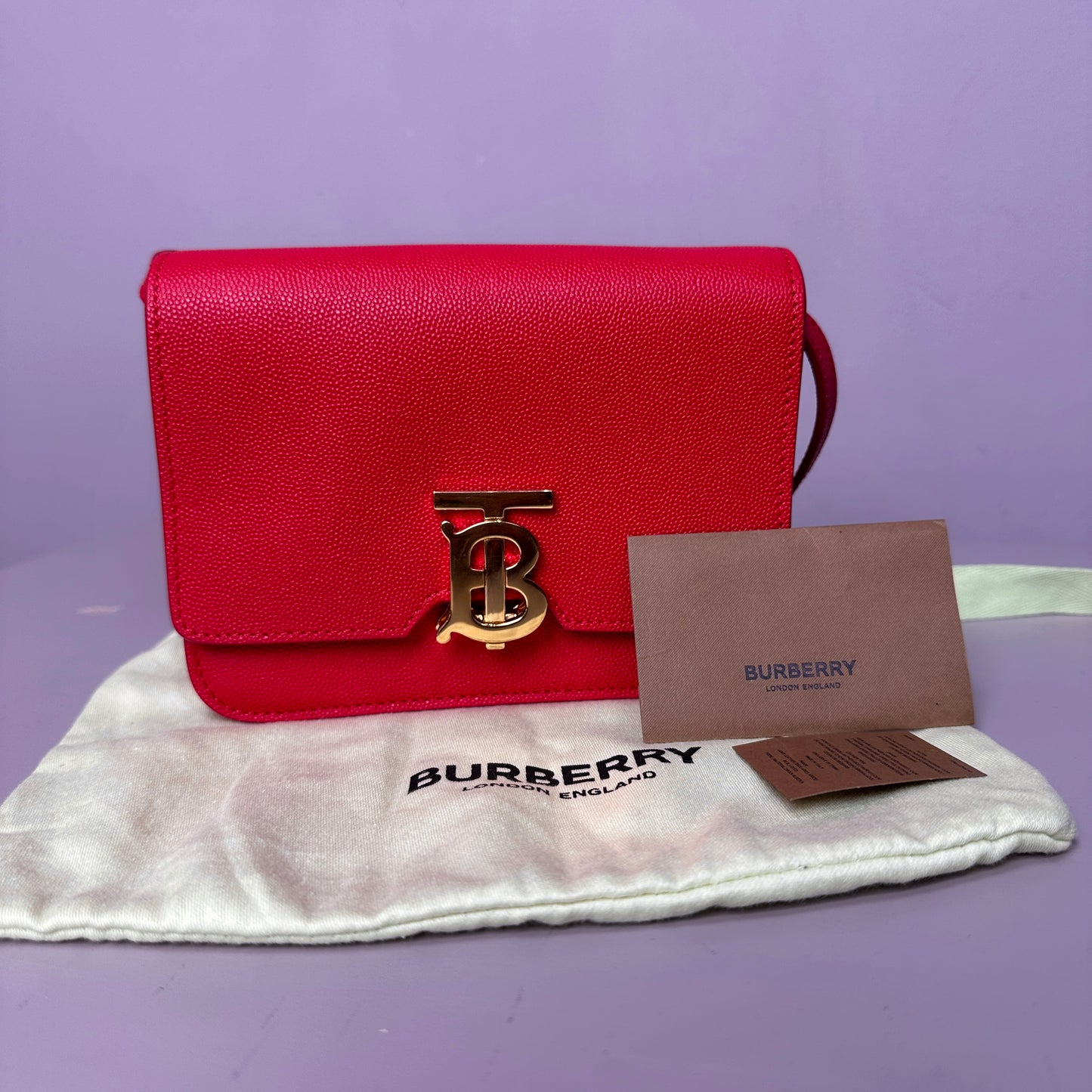 Burberry Grainy Small TB Bag in Red