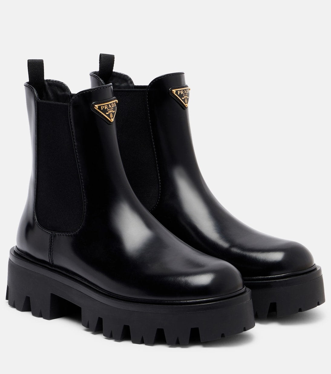 Prada Black leather Ankle Combat boots 7.5