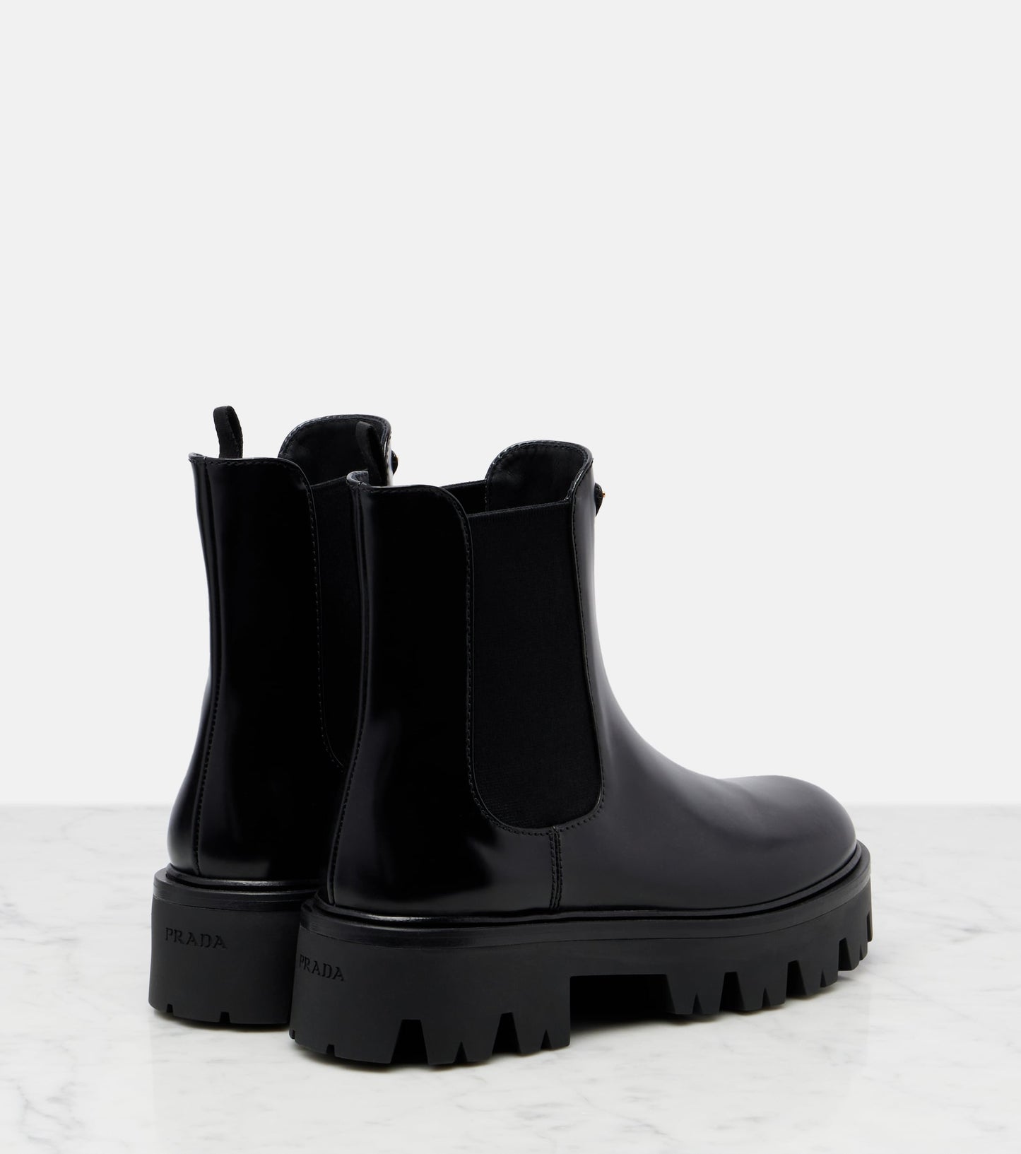 Prada Black leather Ankle Combat boots 7.5