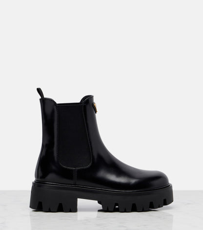 Prada Black leather Ankle Combat boots 7.5