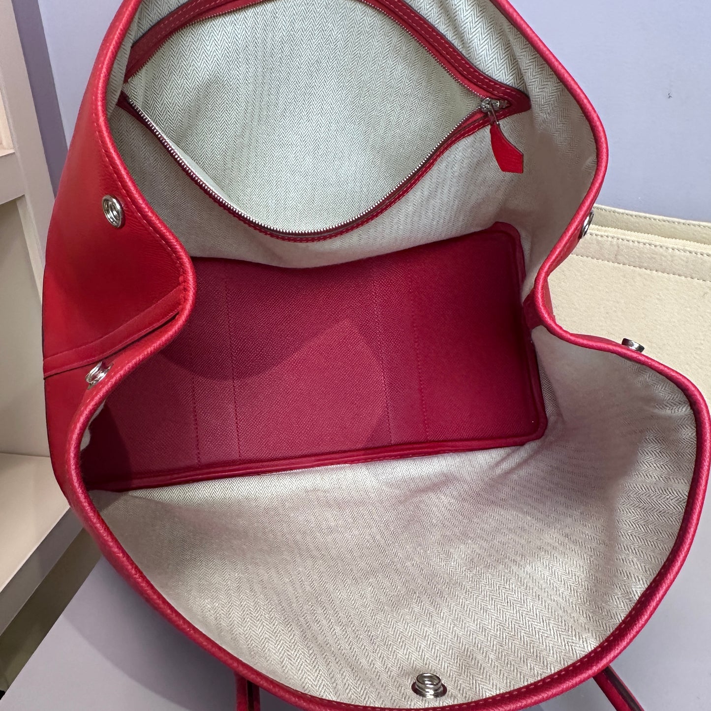 Hermés Garden Party 36 Tote Bag red leather