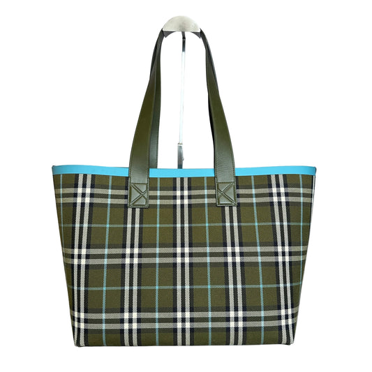 Burberry London Tote Check Olive Green