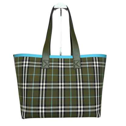 Burberry London Tote Check Olive Green