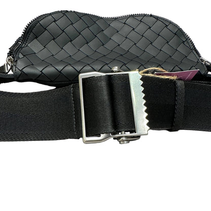 V tape belt bag black rubber intrecciato with canvas