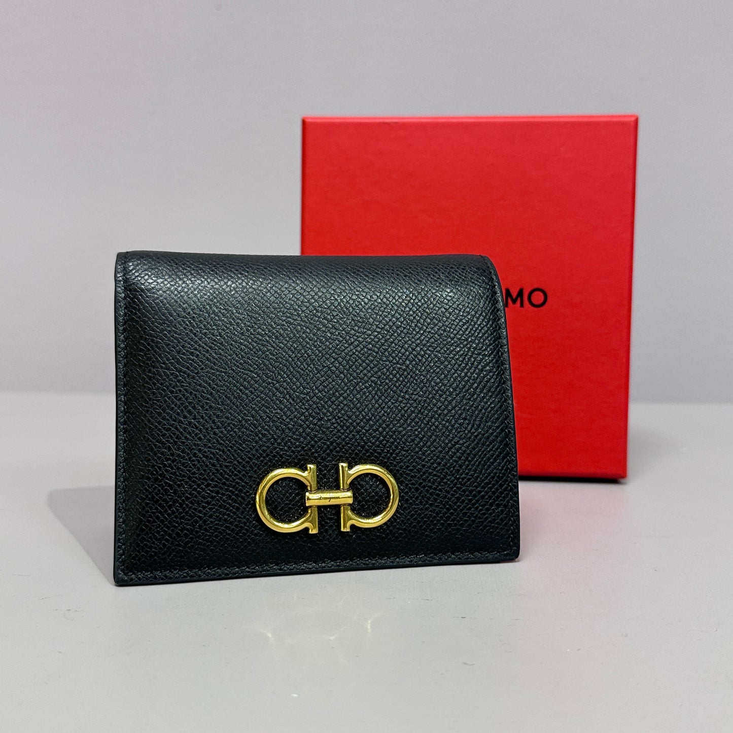 Salvatore Ferragamo Compact mini wallet black leather