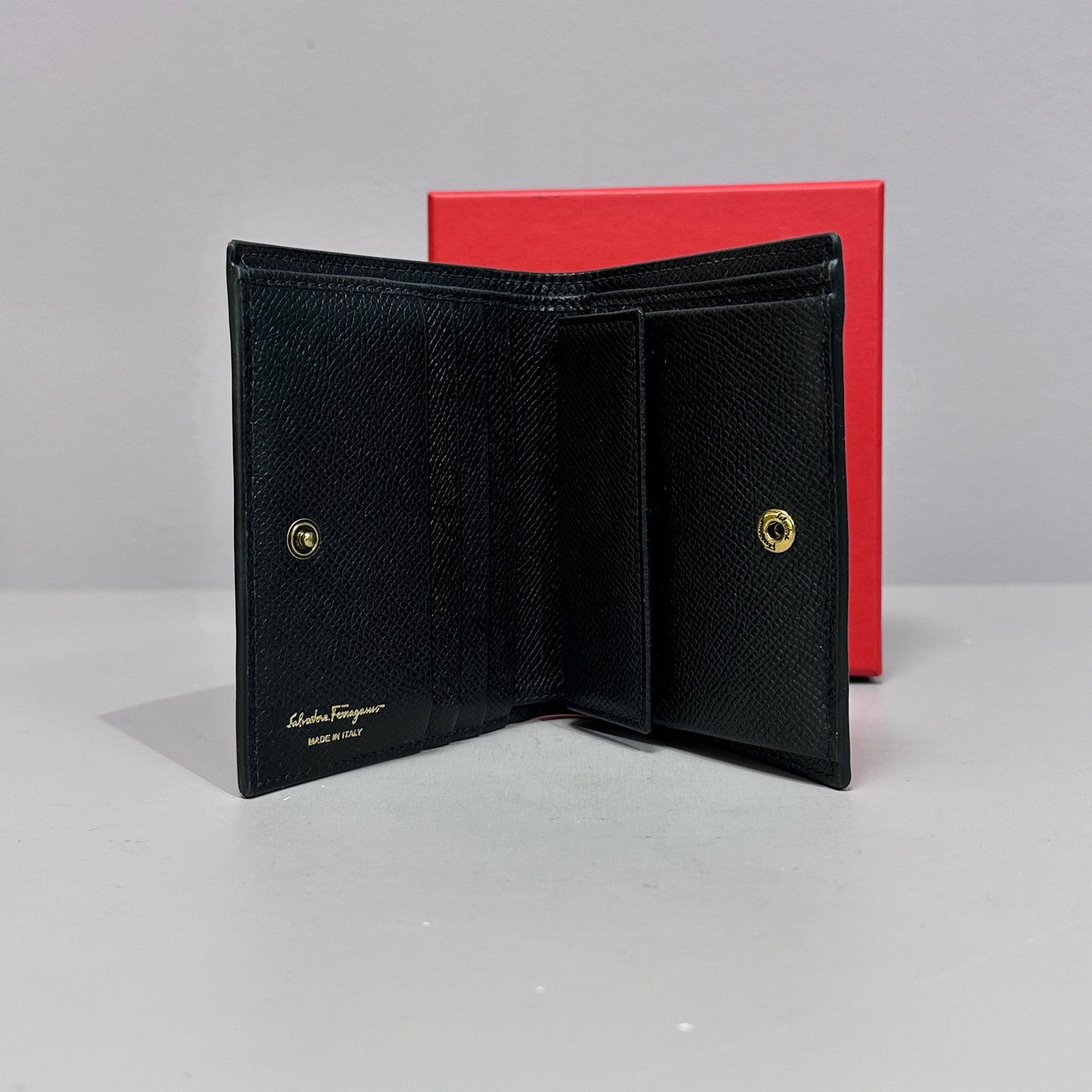 Salvatore Ferragamo Compact mini wallet black leather