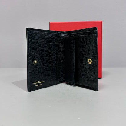 Salvatore Ferragamo Compact mini wallet black leather