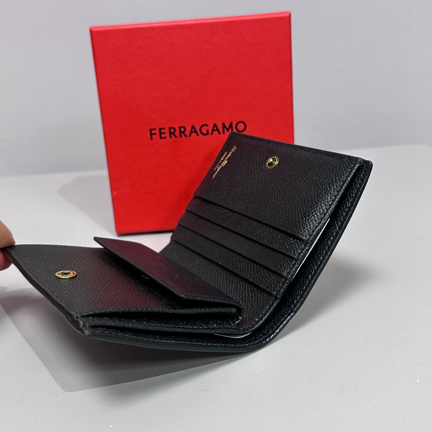 Salvatore Ferragamo Compact mini wallet black leather