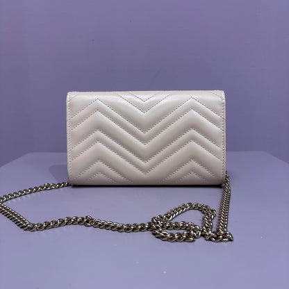 Gucci GG Marmont Wallet on chain Matelassé ivory