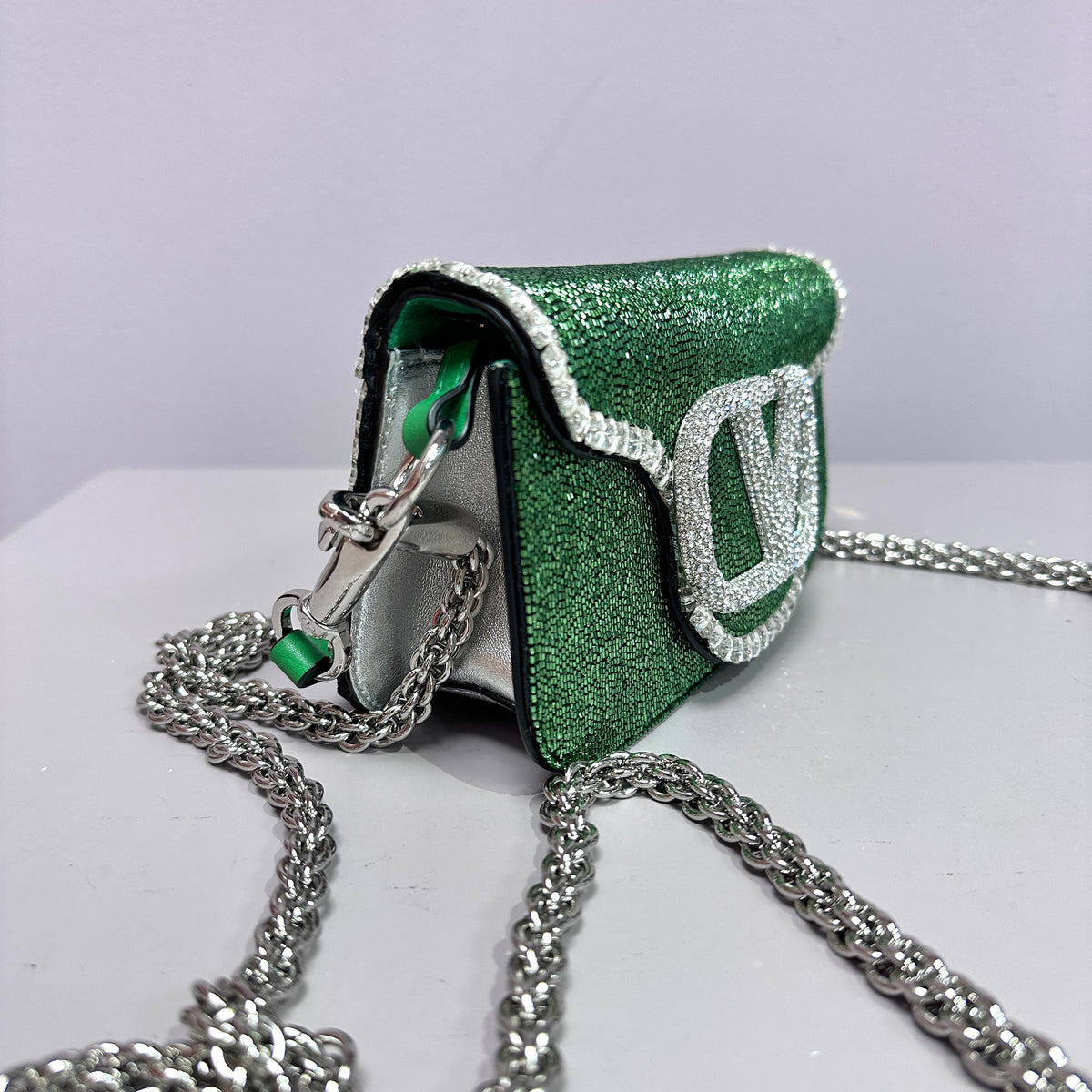 Embelished VLogo Mini Greeen/Silver