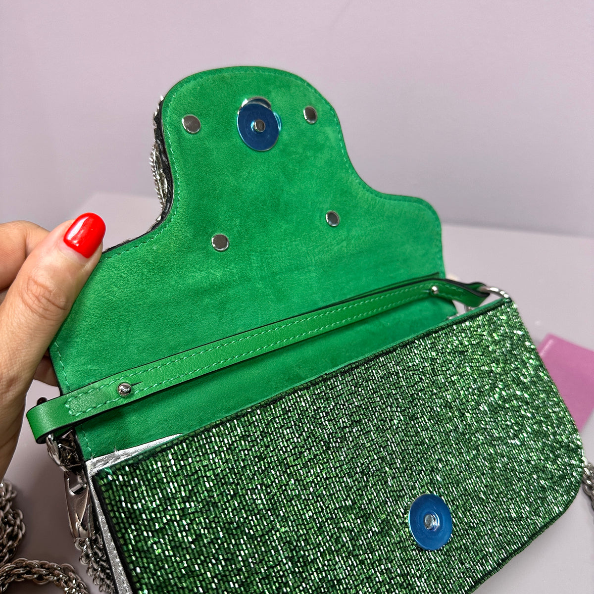 Embelished VLogo Mini Greeen/Silver