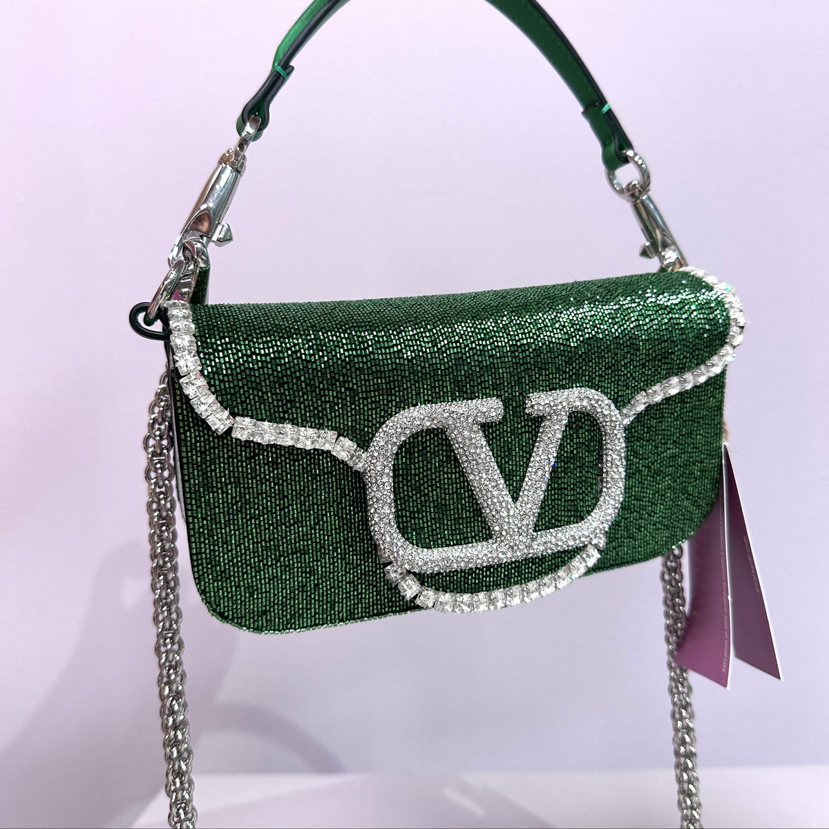 Embelished VLogo Mini Greeen/Silver