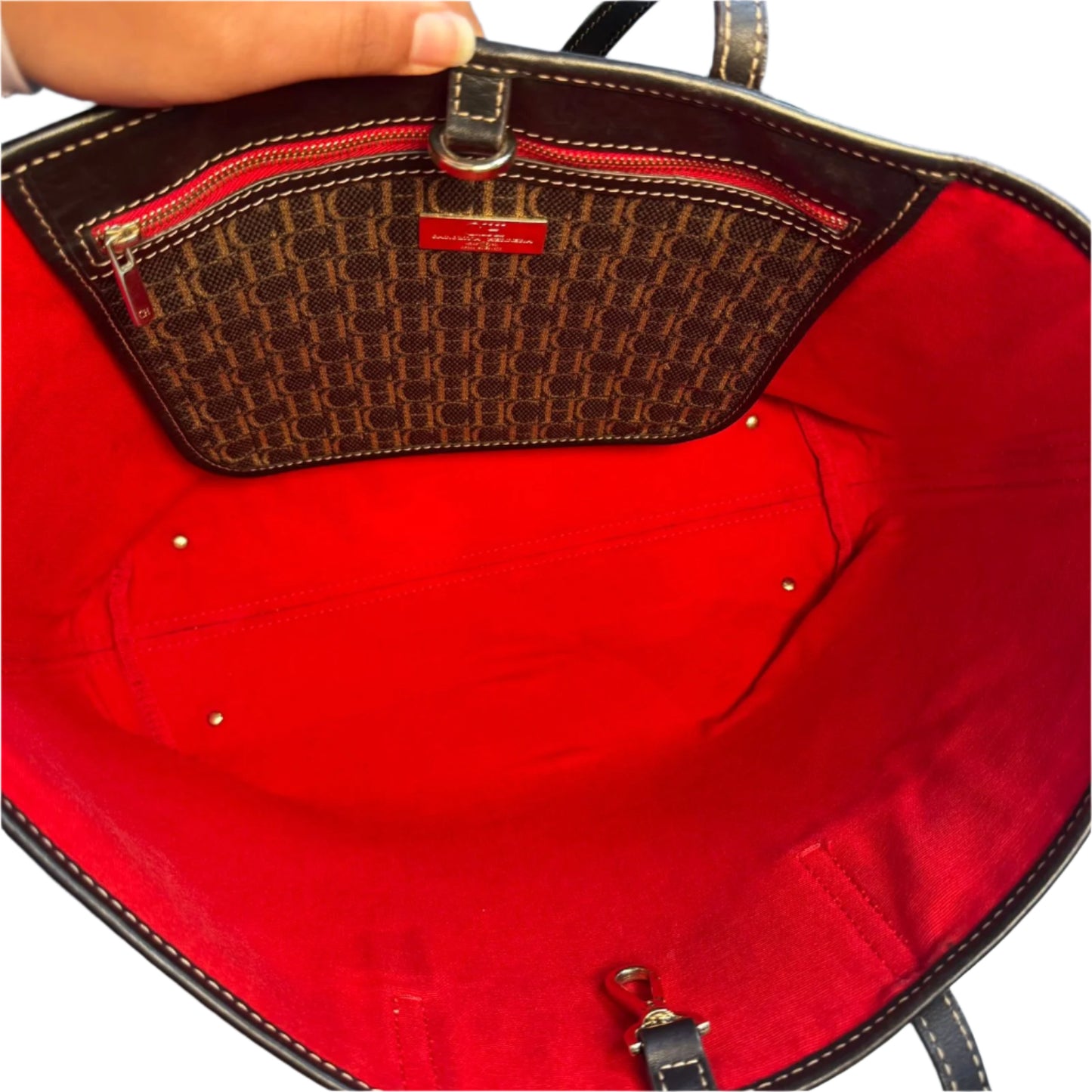 Shoulder tote de tela marrón