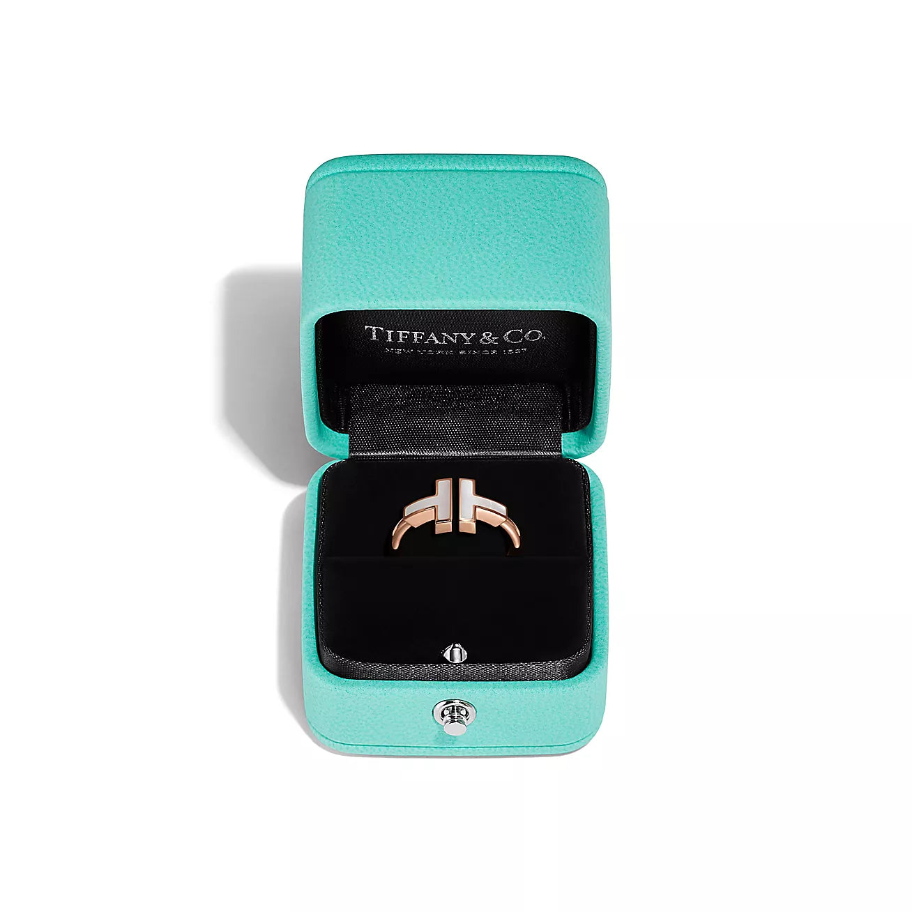 T Wire Ring in Rose Gold -Mother-of-pearl Talla 7