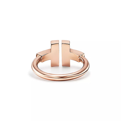 T Wire Ring in Rose Gold -Mother-of-pearl Talla 7